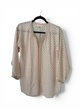 Rebecca Taylor Pale Pink “Swiss Dot”Sheer Blouse Size 8